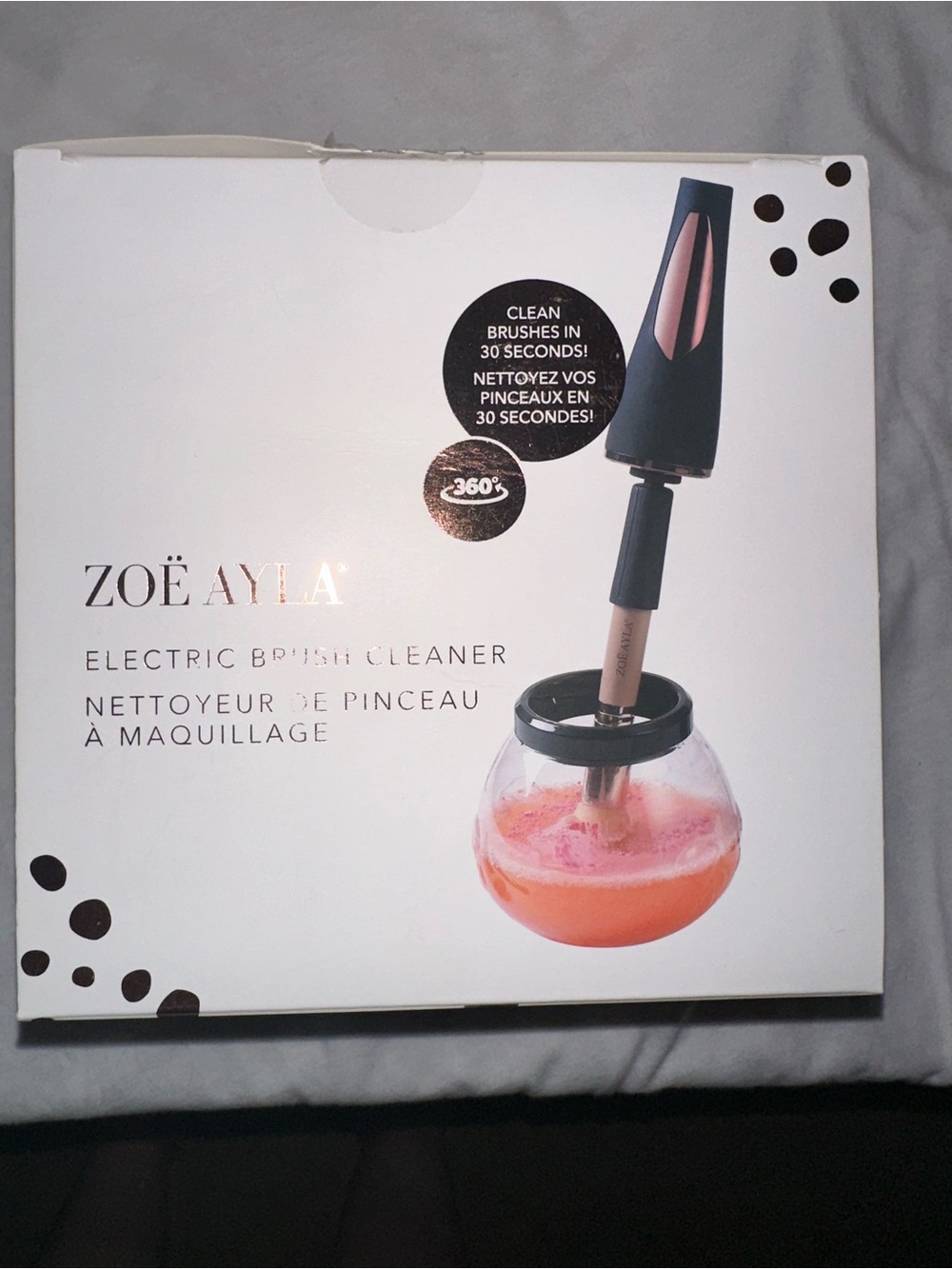 Zoë Ayla Electric Brush Cleaner - Black with Rose Gold Accents